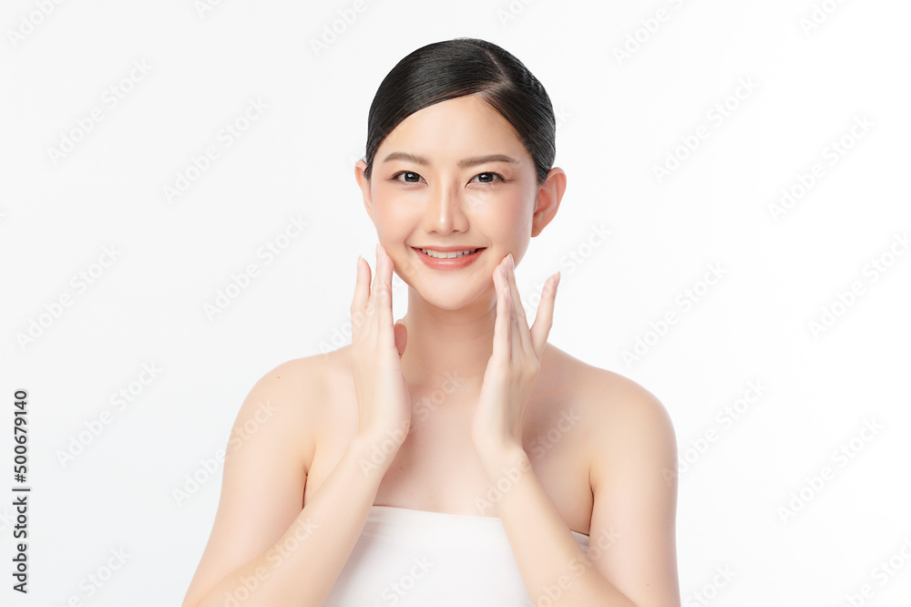 Beautiful young asian woman with clean fresh skin on white background, Face care, Facial treatment, Cosmetology, beauty and spa, Asian women portrait. Beautiful young asian woman with clean fresh skin on white background, Face care, Facial treatment, Cosmetology, beauty and spa, Asian women portrait.