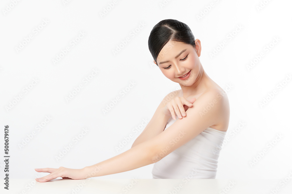 Beautiful young asian woman with clean fresh skin on white background, Face care, Facial treatment, Cosmetology, beauty and spa, Asian women portrait. Beautiful young asian woman with clean fresh skin on white background, Face care, Facial treatment, Cosmetology, beauty and spa, Asian women portrait.