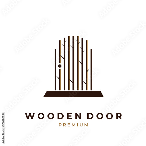 Simple illustration logo of a door from a wooden branch
