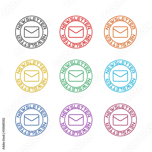 Simple newsletter icon color set