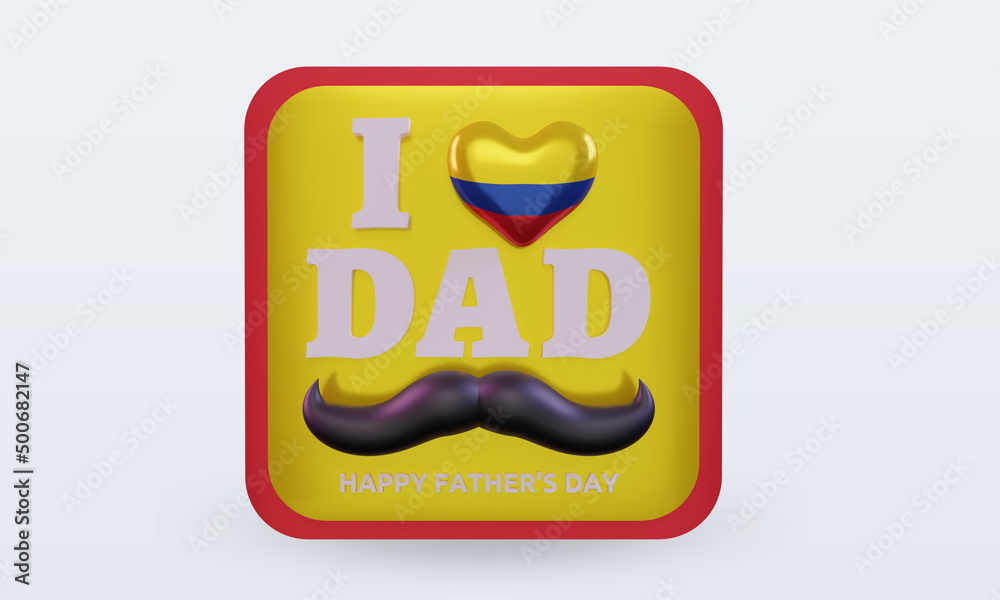 3d fathers day Colombia love flag rendering front view 3d fathers day Colombia love flag rendering front view