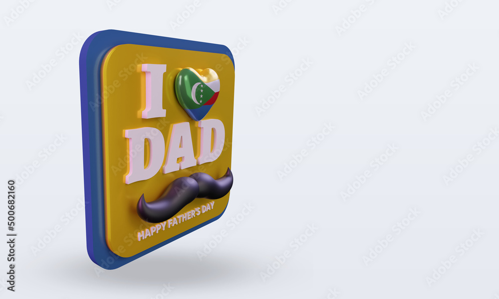 3d fathers day Comoros love flag rendering left view 3d fathers day Comoros love flag rendering left view