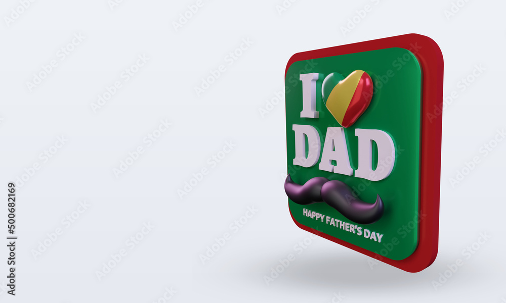 3d fathers day Republic Congo love flag rendering right view 3d fathers day Republic Congo love flag rendering right view