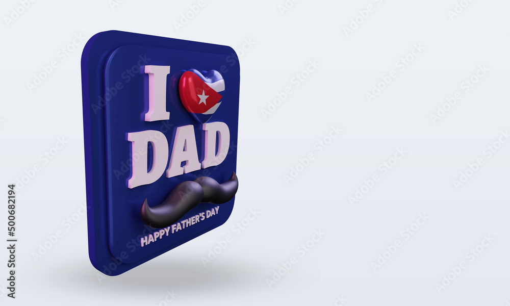 3d fathers day Cuba love flag rendering left view 3d fathers day Cuba love flag rendering left view