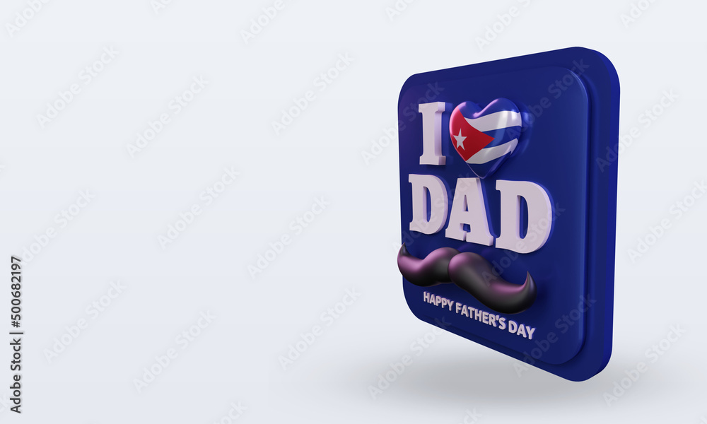 3d fathers day Cuba love flag rendering right view 3d fathers day Cuba love flag rendering right view