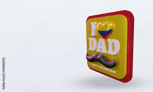 3d fathers day Colombia love flag rendering right view