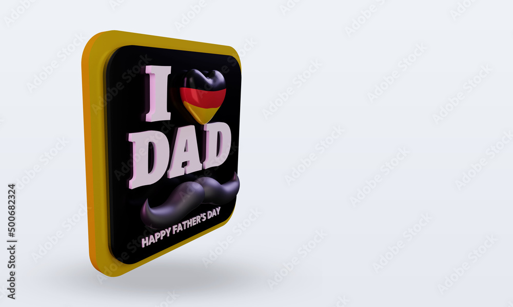 3d fathers day Germany love flag rendering left view