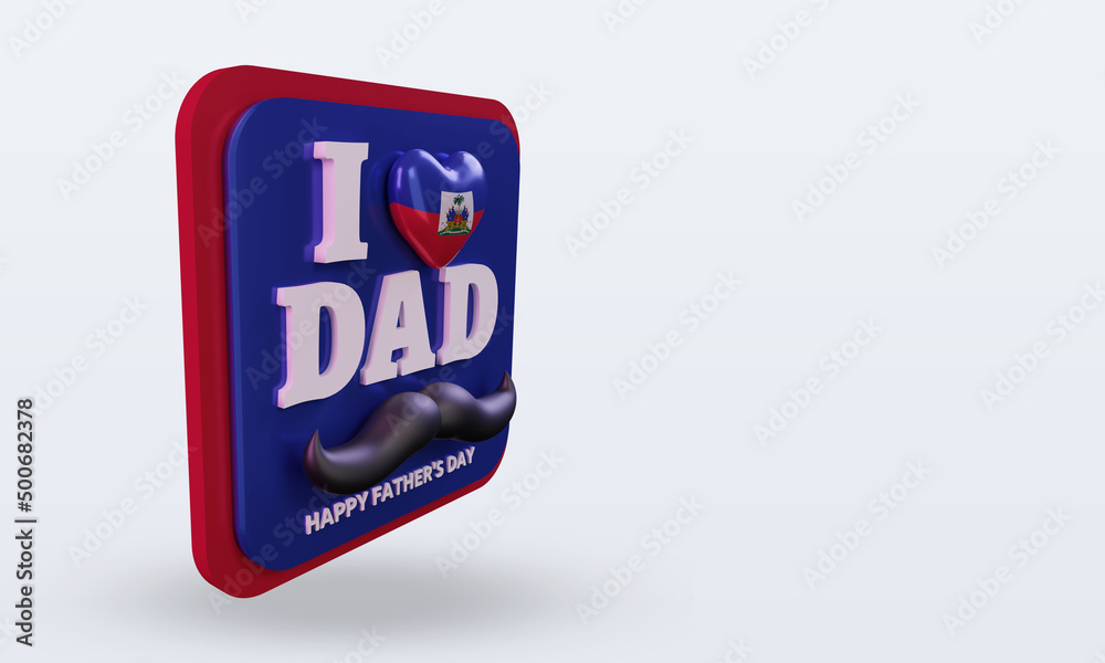 3d fathers day Haiti love flag rendering left view 3d fathers day Haiti love flag rendering left view