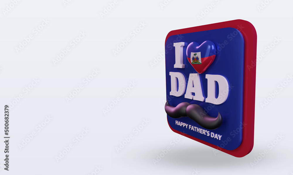 3d fathers day Haiti love flag rendering right view