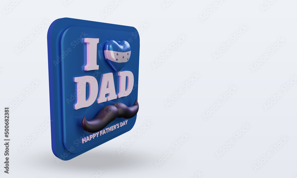 3d fathers day Honduras love flag rendering left view