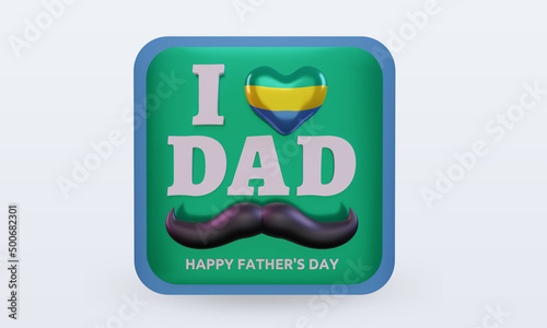 3d fathers day Gabon love flag rendering front view