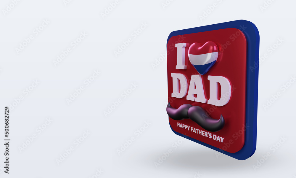 3d fathers day Netherlands love flag rendering right view 3d fathers day Netherlands love flag rendering right view