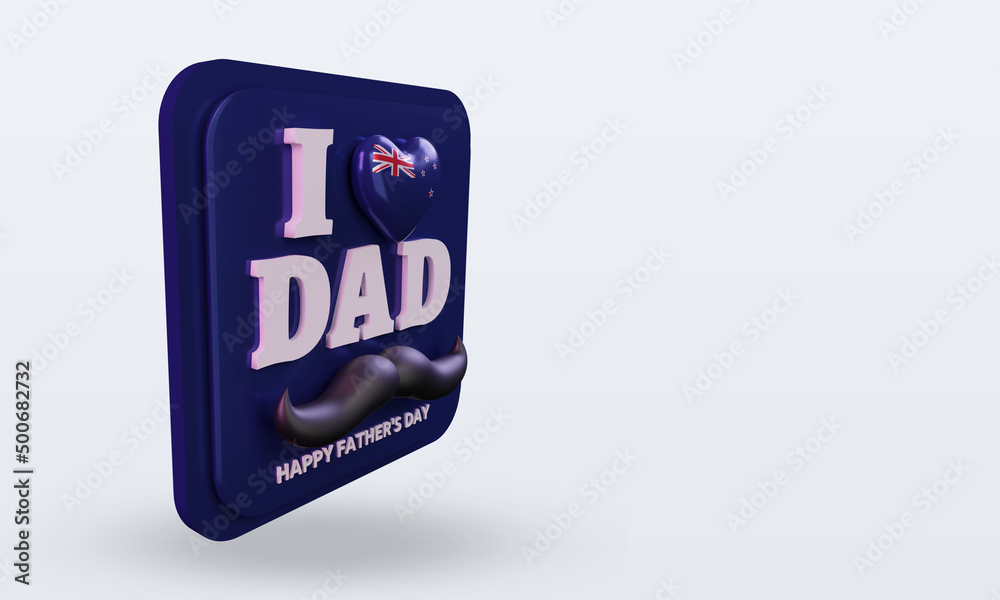 3d fathers day New Zealand love flag rendering left view 3d fathers day New Zealand love flag rendering left view