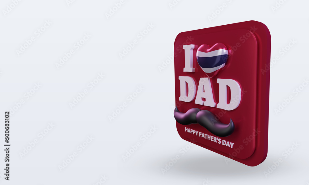 3d fathers day Thailand love flag rendering right view 3d fathers day Thailand love flag rendering right view