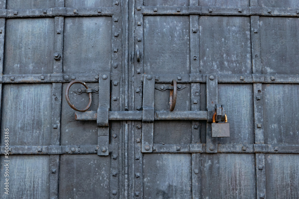 closed metal door with lock