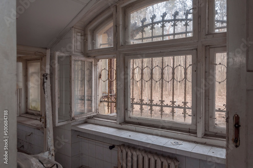 Fototapeta Naklejka Na Ścianę i Meble -  Urban exploration in an old abandoned hospital in a historic mansion in Poland - Urbex in Turczynek