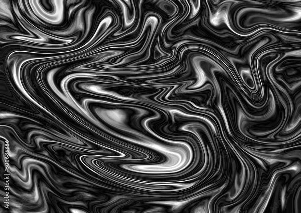 Obraz premium Abstract liquid curve black and white on background.