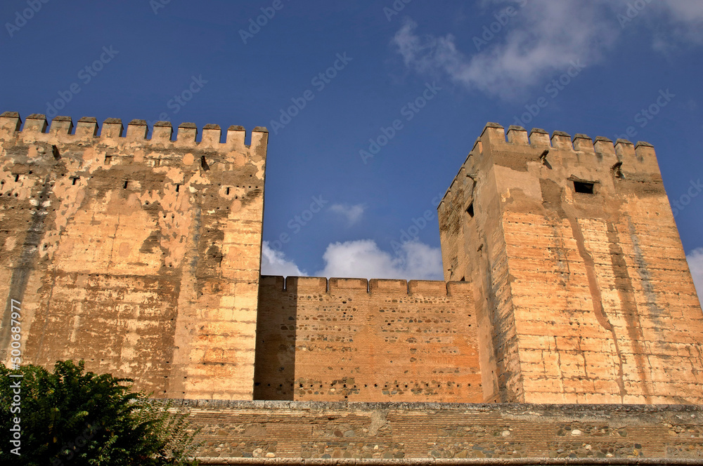 Towers of the Alhambra in Granada - Spain