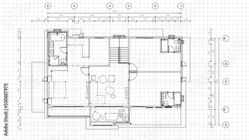 Creative interior designers draw interior design furniture plans – time lapses on a white screen with freehand sketches on the tabulated floor plans. Interior designer and home decor concept