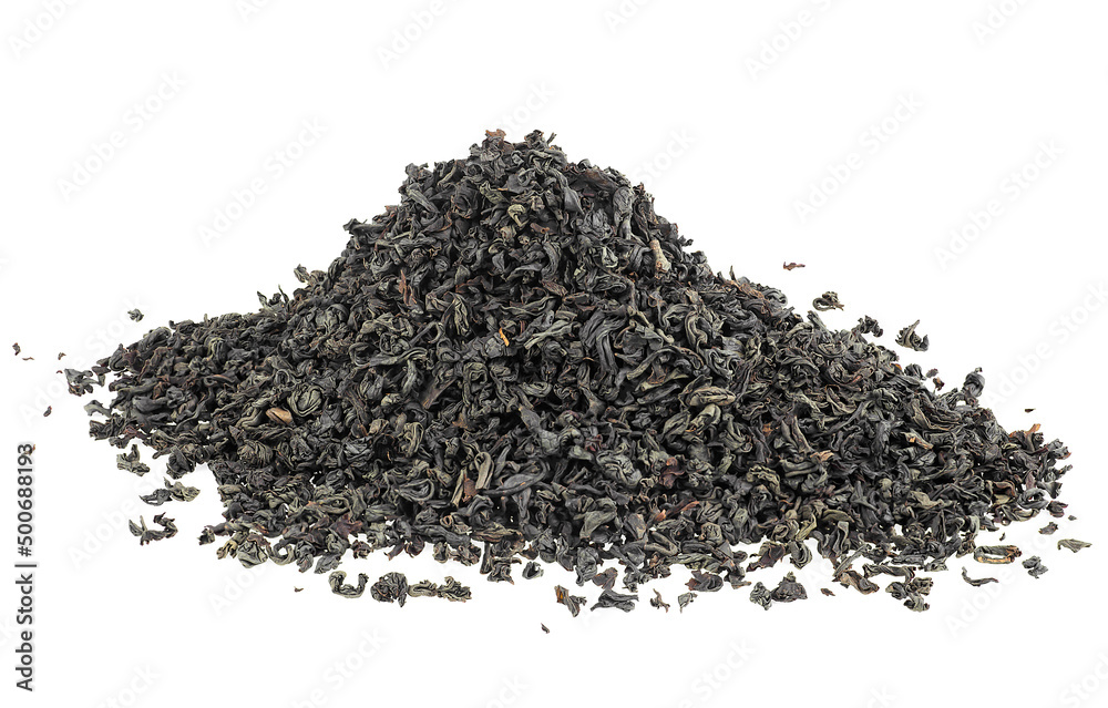 Pile of mixed black and green tea isolated on a white background Pile of mixed black and green tea isolated on a white background