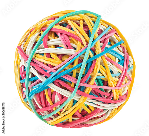 Canvastavla Colorful rubber band ball isolated on a white background