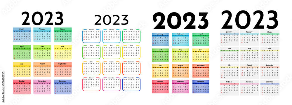 Calendar for 2023 isolated on a white background