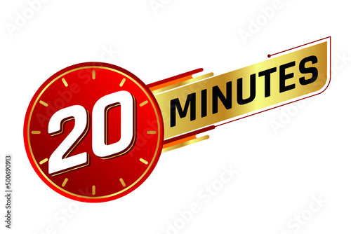 20 minutes isolated on white background. Time concept. Vector illustration.