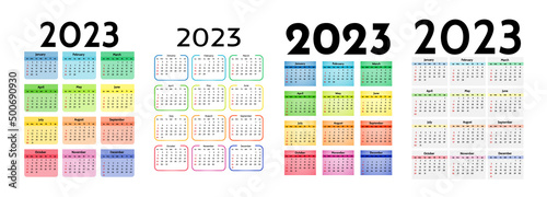 Calendar for 2023 isolated on a white background
