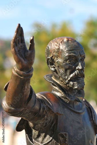 Bronze Don Quichote statue in San Sebastian - Spain