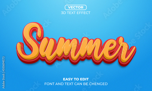 Summer editable 3d text effect Blue background