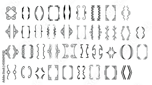 Big Set Black Simple Line Collection Different Doodle Brackets, Parentheses, Braces Elements Vector Design Style Sketch Isolated Illustration For Banner