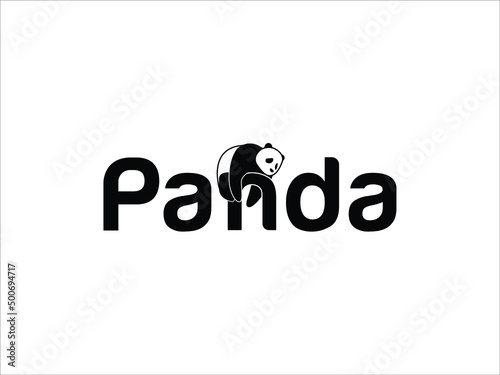 Panda sleep logo black and white