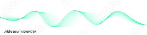 Abstract green black smooth wave on a white background. Dynamic sound wave. Design element. Vector illustration.