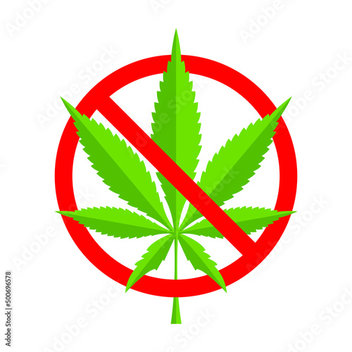 No drugs marijuana leave sign leaves plant. Plants joints pictogram Hemp cannabis capsule. Prohibition no smoking Forbidden weed vector illustration