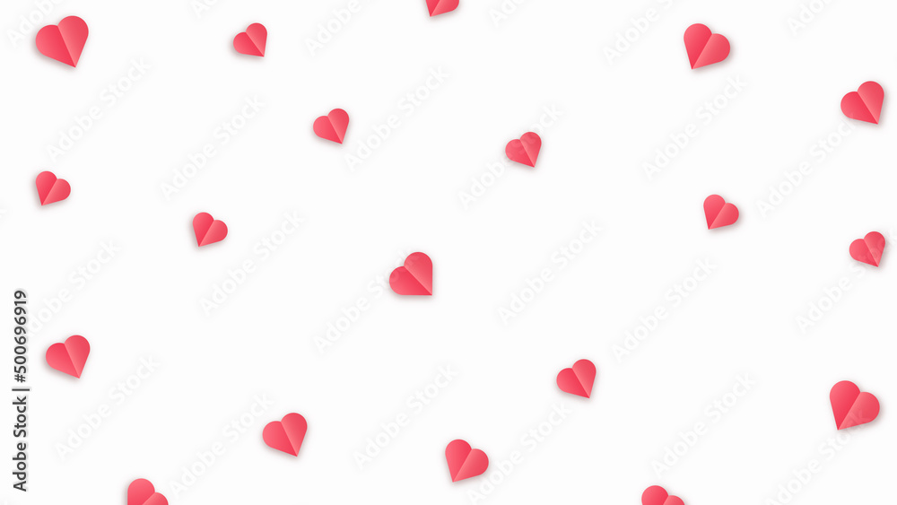Paper red hearts. Valentine s paper confetti hearts flying in the isolated transparent background. Vector red symbols of love border for romantic banner or Happy Mothers Day greeting card design