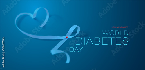 Creative poster or banner of world diabetes day with awareness ribbon