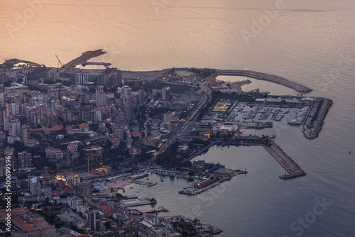 Kaslik and Jounieh coastal cities seen from Harissa town in Lebanon photo