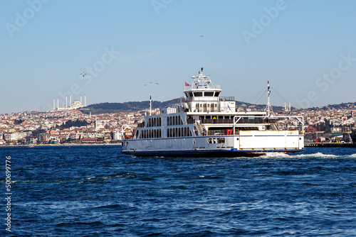 The ferry in Istanbul, Bosphorus transport. © 9parusnikov