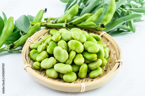 A plate of shelled fresh broad beans