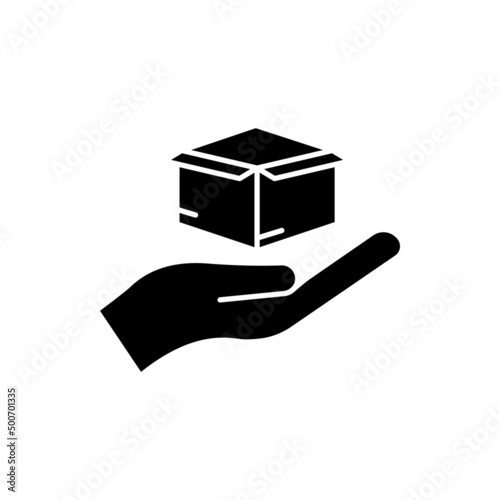 Hand icon with open box. delivery. solid icon style. suitable for packaging icon. simple design editable. Design template vector