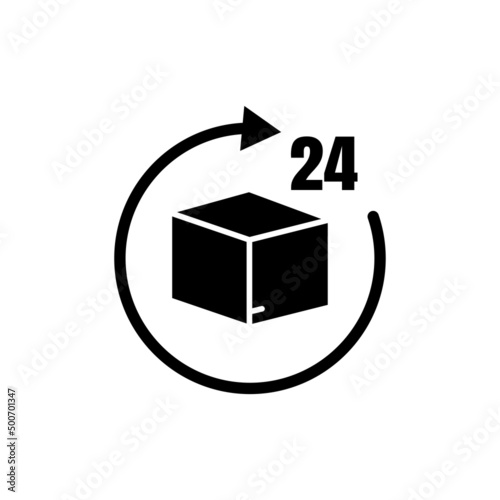 Box icon inside circle. number 24. full time delivery. solid icon style. suitable for packaging icon. simple design editable. Design template vector photo