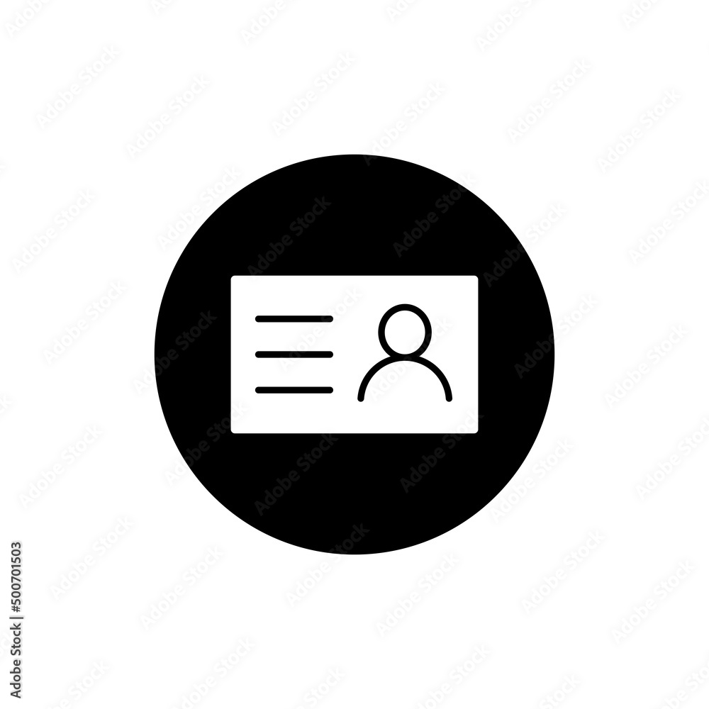 ID card icon in black round ID card icon in black round