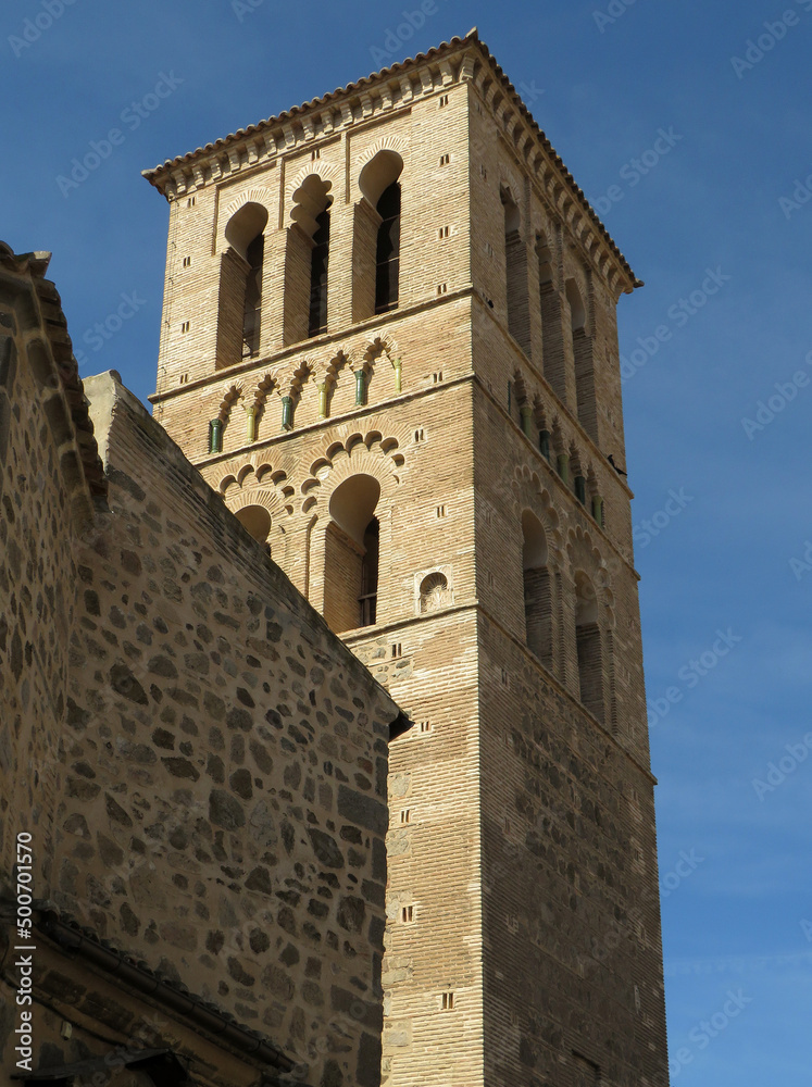 Church of Santo Tomé. Historic city of Toledo. Spain. View of the bell tower. Islamic Mudejar art of the 13 century.
UNESCO World Heritage. 