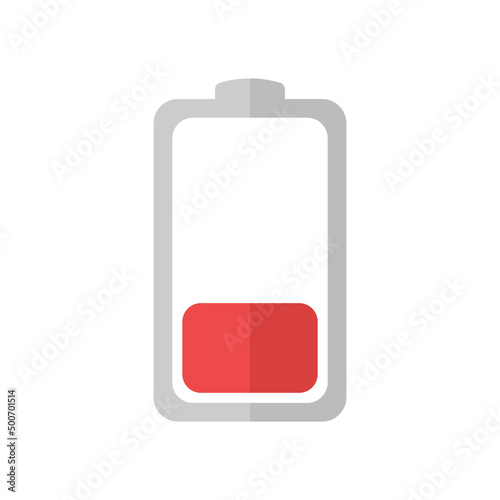 Low battery charge flat vector icon