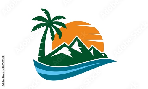 trip mountain beach resort vector logo