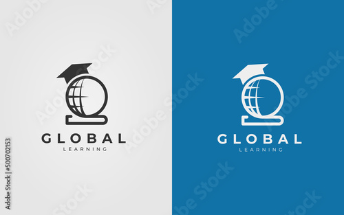 Global Learning Logo Design With Book And Hat