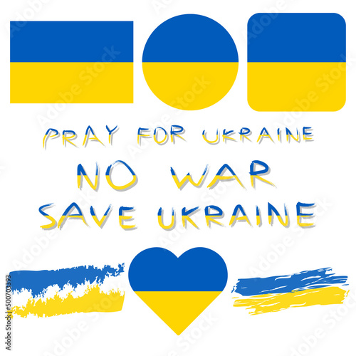 Ukraine flag. Pray for Ukraine. No war. Concept save Ukraine from Russia. Isolated vector illustration eps10.