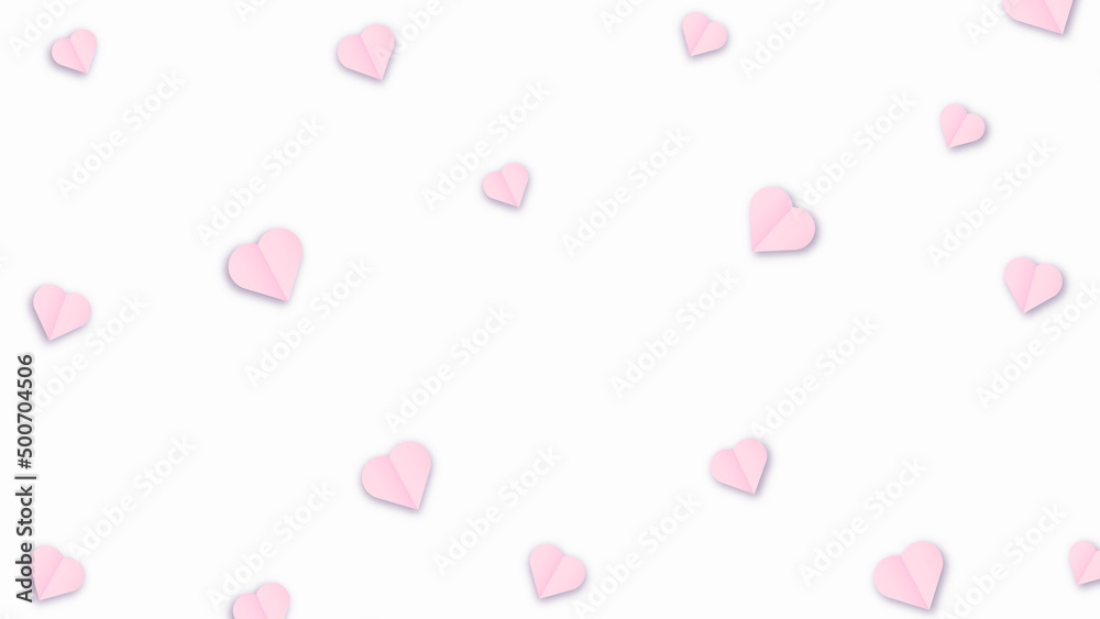 Valentine s paper confetti pink or purple hearts flying in the isolated white background. Pink or purple sign symbols of love border for Happy Mother s Day or romantic banner greeting card design
