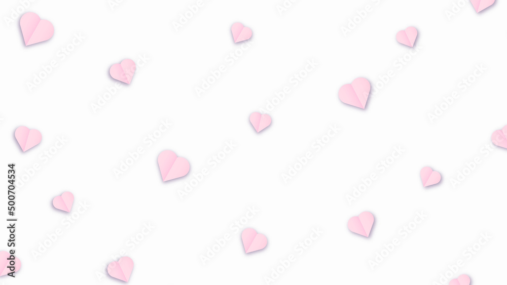 Valentine s paper confetti pink or purple hearts flying in the isolated white background. Pink or purple sign symbols of love border for Happy Mother s Day or romantic banner greeting card design