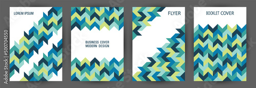 Corporate brochure cover page mokup set vector design. Modernism style digital title page layout